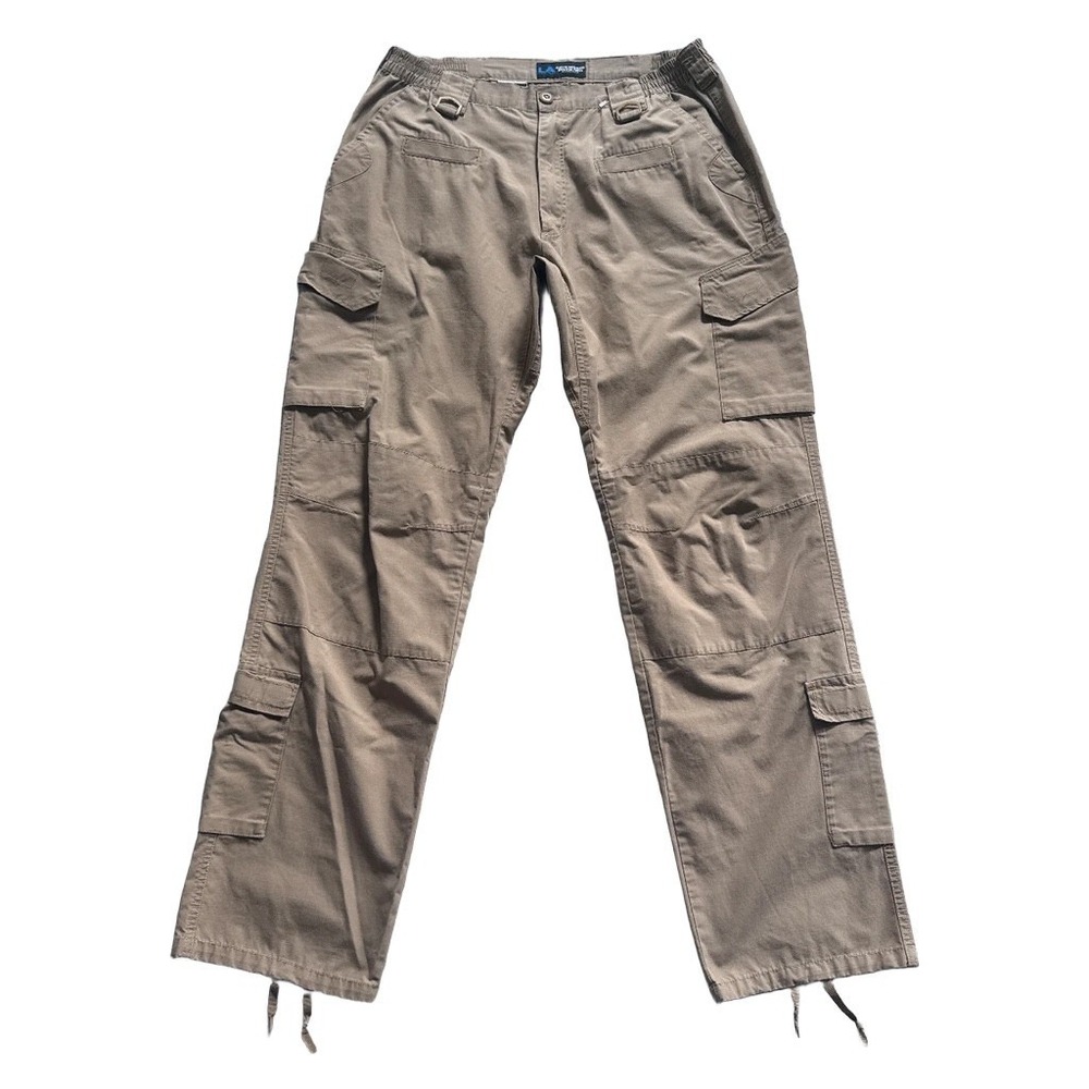 LA Police Gear Mens Elastic Waist Operator Tactical Pants Tan Ripstop Gorpcore